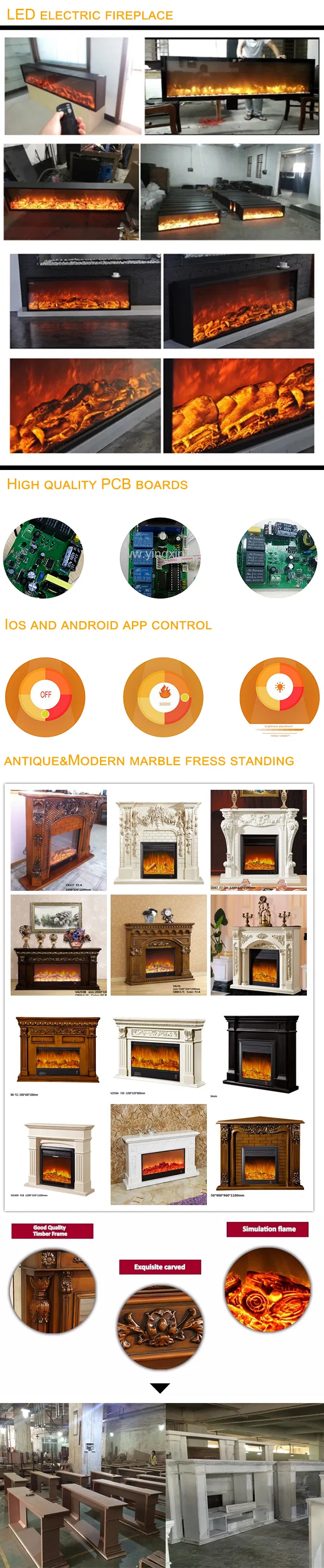 110-240V 1500W Thermostat Control New Technology Fireplace Insert (EMP-002)