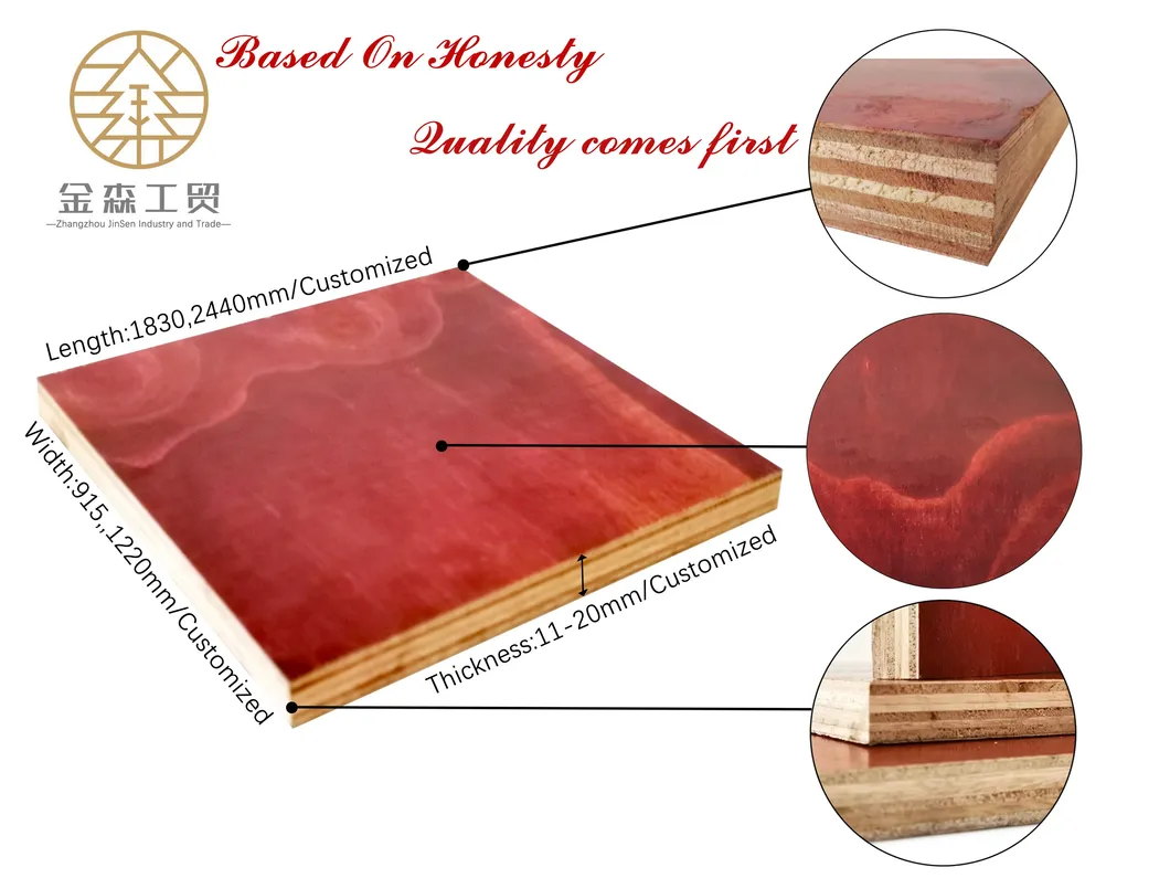 12-18mm High Pressure Film Faced Plywood / Laminated Formwork Plywood