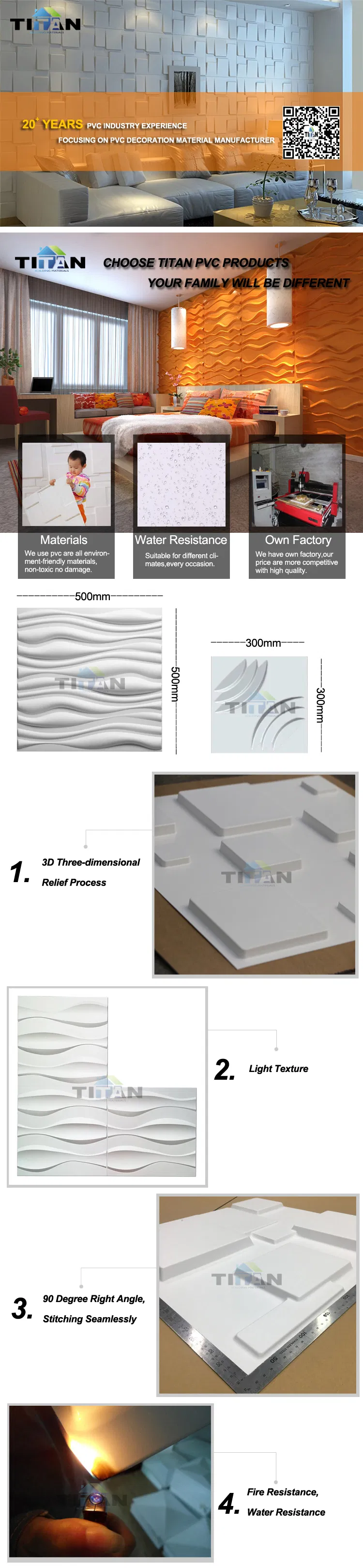 2019 New Arrival Eco-Friendly Material Paintable Wall Panel 3D PVC Board