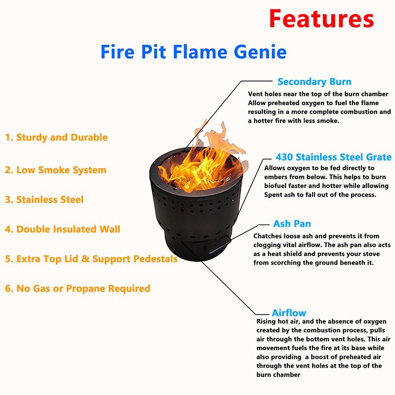 22 Inches (55 cm) 304 Stainless Steel Folding Portable Outdoor Camping Wood Burning Fire Pit with Cloth Bag