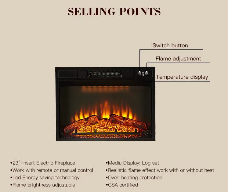 26" Wide Screen Insert Fire Box Crystal Version