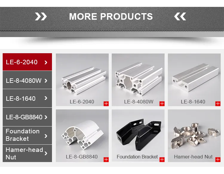 Aluminum Profile Aluminium I 40mm*40mm Extrusion Section Slotted 8mm