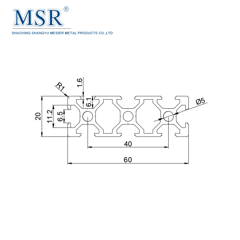 Clear Anodized Ob2060A Aluminium Profile for Windows and Doors