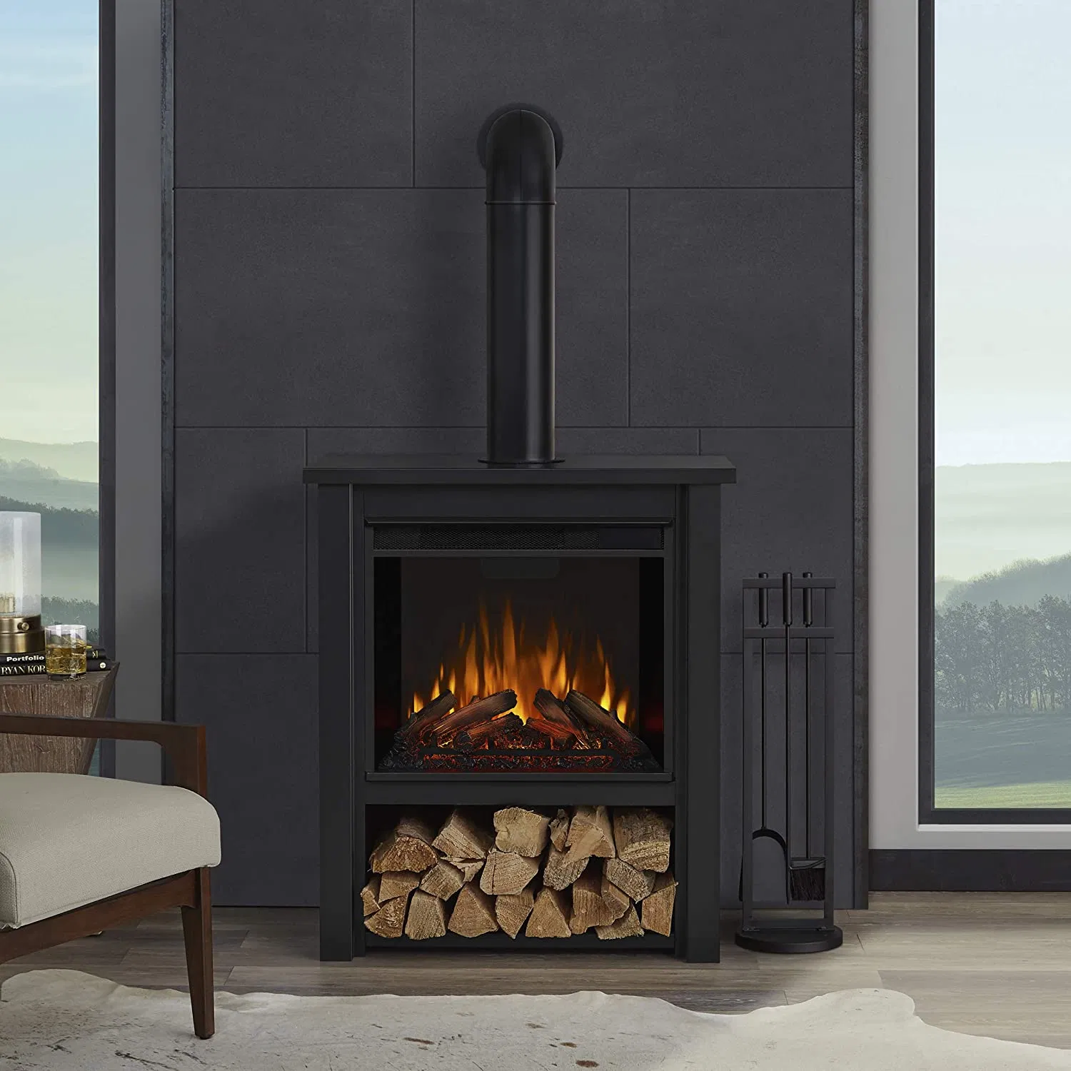Free Standing Patio Fireplace with Real Flame with Ods Device for Outdoor Use