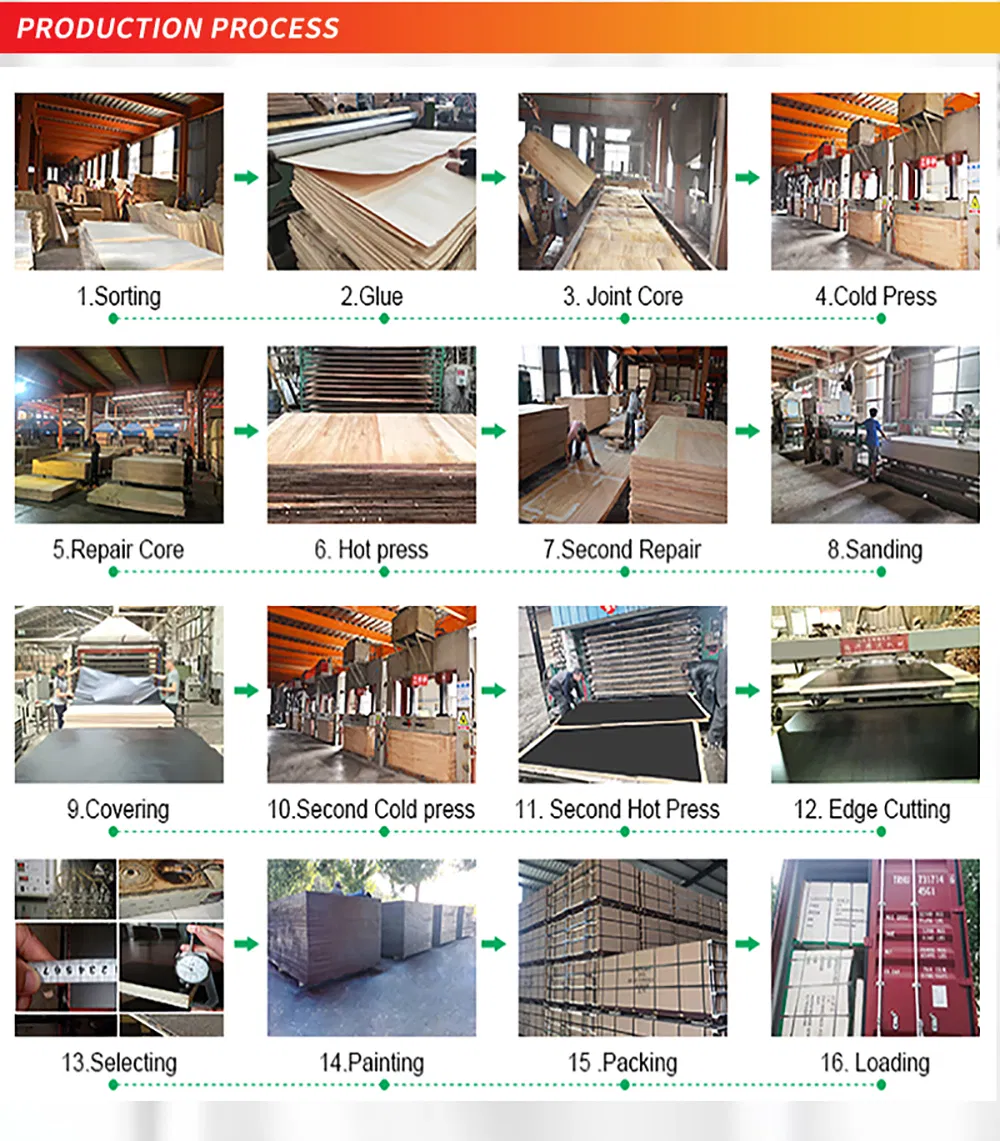 ISO China Building Material Shuttering Finger Jointed Core Dynea Film 18mm Plastic Film Faced Plywood for Construction