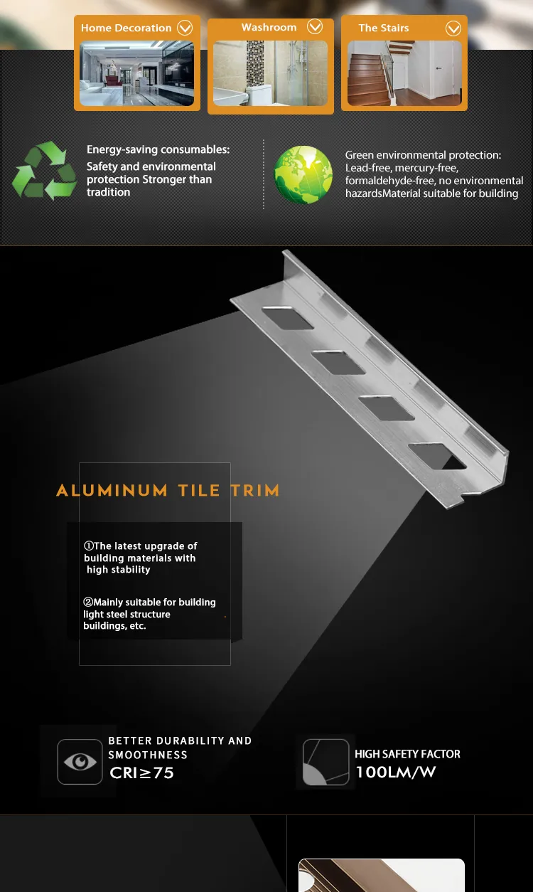 Metal Tile Edge Trim for Tile Decoration