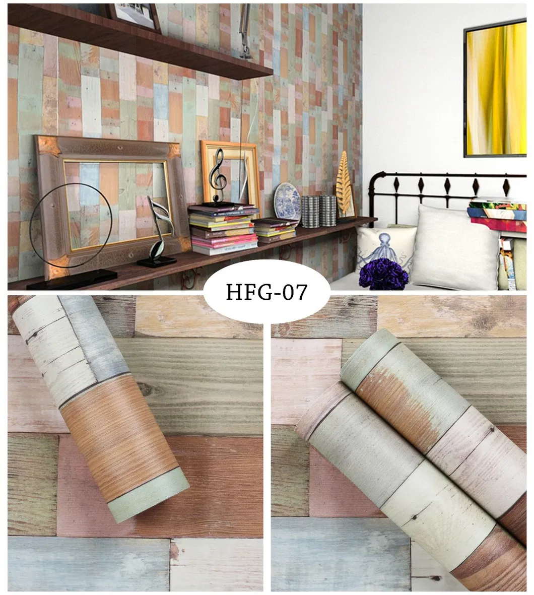 Retro Style Wood 3D PVC Peel and Stick Wallpaper Wall Coat