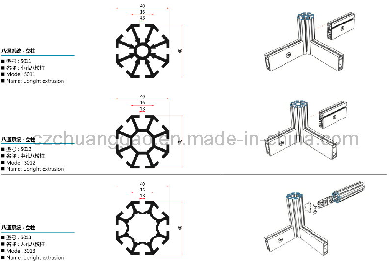 S011/S012/ S013 Octanorm System Upright Extrusion for Exhibition Booth Exhibition Stands Shell Scheme Stands Trade Show Display
