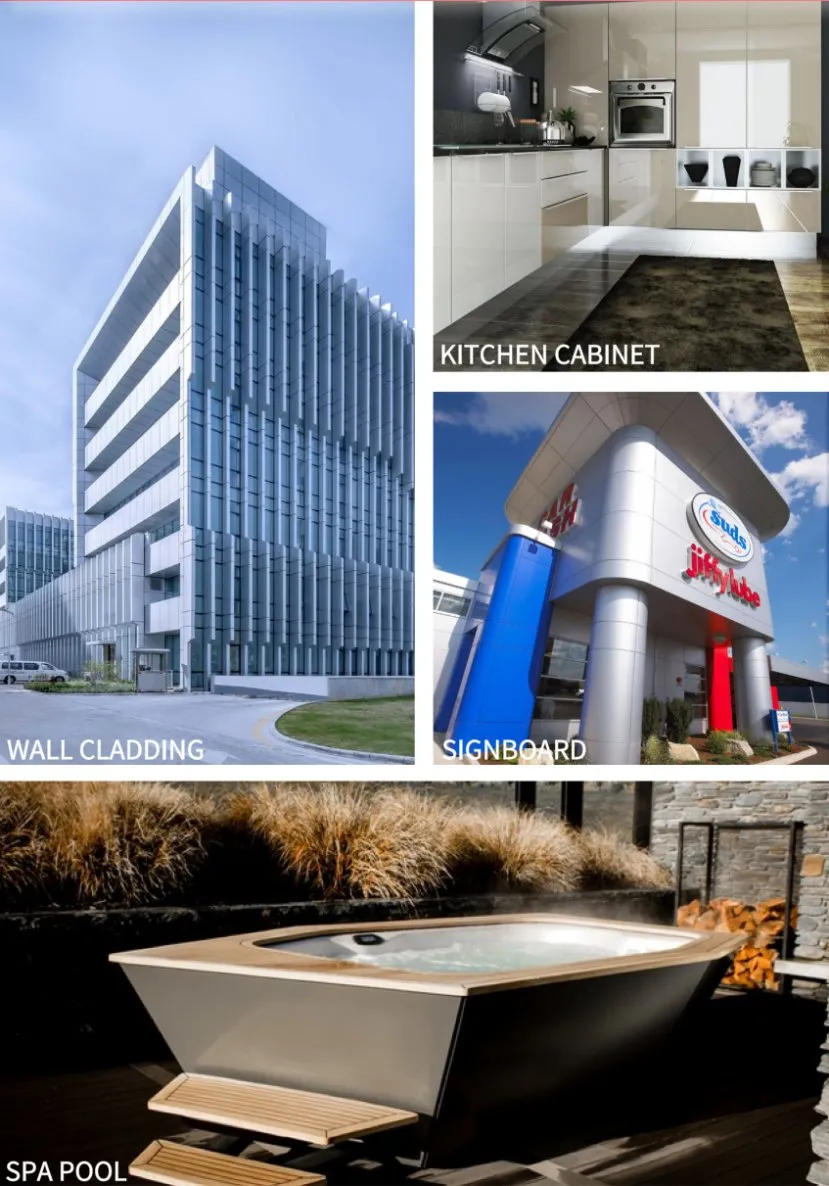 Signage Silver Golden Mirror Brush Nano PE PVDF Coating 2mm 10mm 6mm 3mm 4mm Ceiling Interior Exterior Outdoor Curtain Wall Facade Cladding Composite Aluminium