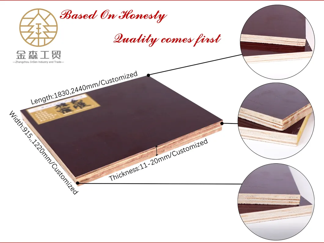 Waterproof Brown Black Film Faced Shuttering Plywood for Construction