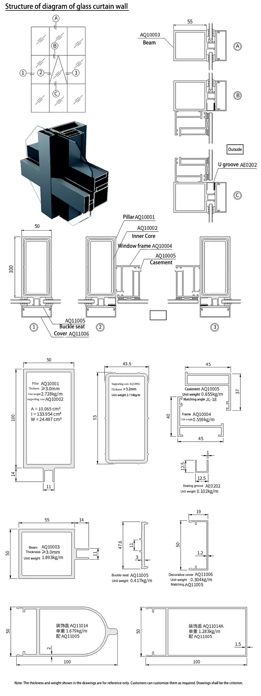 Wholesale Construction Profile Aluminum Facade Windows Doors and Curtain Wall Glass